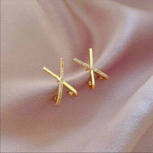 Elegant Gold Cross Earrings